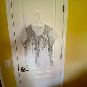 Chicos white short sleeved cotton shirt